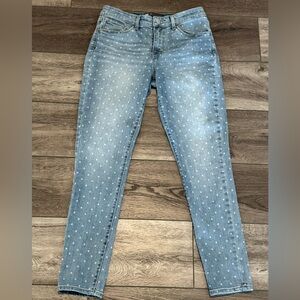 Levis Jeans Women’s Size 27 Blue Mid Rise Skinny Polka Dots Medium Wash Jeggings